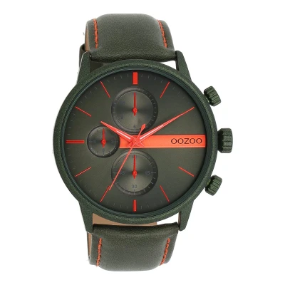 Afbeelding van OOZOO Timepieces bos groene horloge met leren band C11227