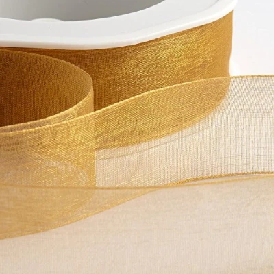 Afbeelding van Italian Options Organza band, 7 mm x 50 m, oud goud