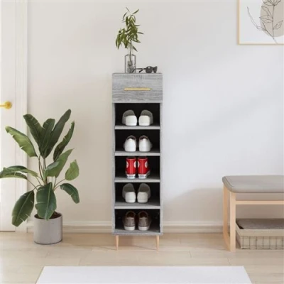 Afbeelding van Schoenenkast 30x35x105 cm bewerkt hout grijs sonoma eikenkleur