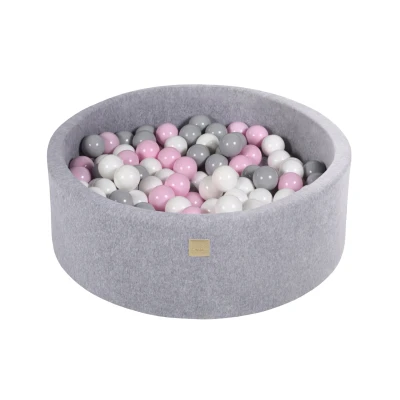 Afbeelding van Fluwelen Lichtgrijze Ballenbak Ballenbakje België Wit/Grijs/Pastel Roze