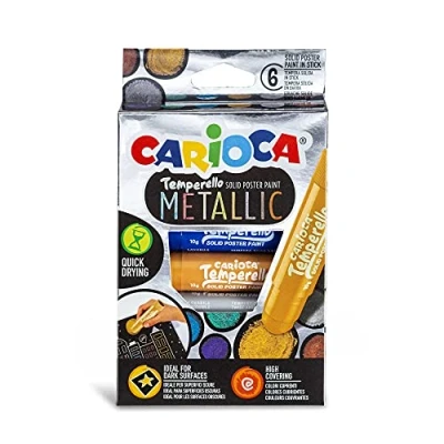 Afbeelding van Carioca Plakkaatverfstick Temperello Metallic, Kartonnen Etui Van 6 Stuks Plakkaatverf
