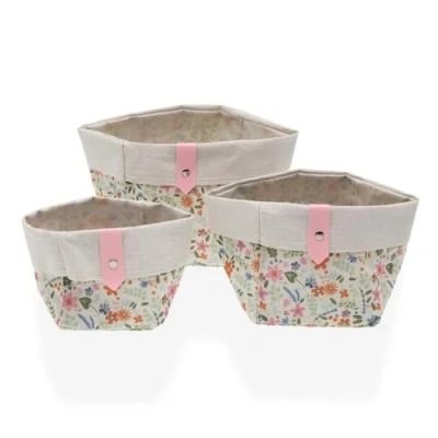 Afbeelding van Basket spelset Versa Textiel Blommor 14 x cm