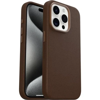 Afbeelding van OtterBox Symmetry cactus leren hoesje geschikt voor iPhone 15 Pro (bruin)
