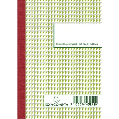 Afbeelding van Exacompta 3241E vierkant notitieboek, 5 x kleine ruitjes, 14,8 10,5 cm, 50 zelfklevende drievoudige vellen, genummerd van 1 tot