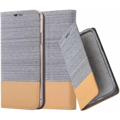 Afbeelding van Cadorabo Hoesje geschikt voor Apple iPhone 13 MINI in LICHTGRIJS BRUIN Beschermhoes met magnetische sluiting, standfunctie en kaartvakje Book Case Cover Etui