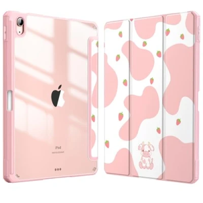 Afbeelding van FINTIE Hybride hoes voor iPad Air 11 inch (2024) M2, 6e/5e/4e generatie (2024/2022/2020), schokbestendige transparante dunne achterkant met potloodhouder, automatische wekker/slaap