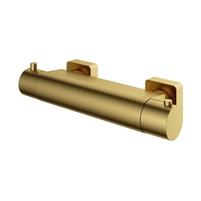 Afbeelding van HotBath Gal Thermostatische Douchemengkraan met 1/2&quot; onderaansluiting Geborsteld Messing PVD GL008BBP