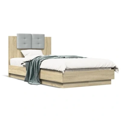 Afbeelding van vidaXL Bedframe met hoofdbord en LED sonoma eikenkleurig 90x190 cm