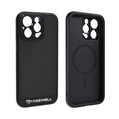 Afbeelding van FREEWELL Sherpa hoes voor iPhone 15 Pro met magnetische filterhouder en lenssleuf uit de F serie zwart