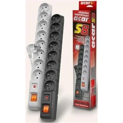Image de Multiprise avec interrupteur : 8 prises, cable de 1,5 m, noire