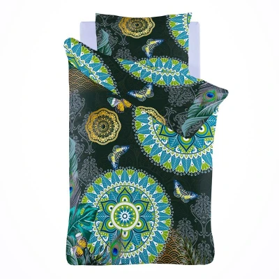 Afbeelding van iSeng Ella Dekbedovertrek Eenpersoons 140x200/220 cm + 1 kussensloop 60x70 Groen