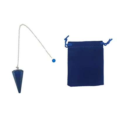 Afbeelding van Natuursteen slinger lapis lazuli, kristallen slinger, vintage zeshoekige voor wichelroedeling, Reiki Chakra Waarzeggerij Meditatie Wicca (Lapis lazuli)