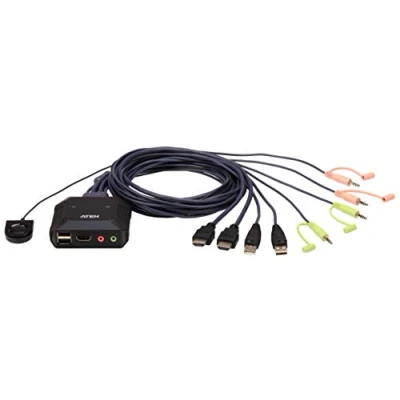 Image de ATEN CS22H Commutateur écran clavier souris/audio/USB 2 x KVM / audio USB 1 utilisateur local de bureau pour VanCryst VS182B, VS184B