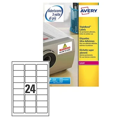 Afbeelding van Laseretiket Avery 63 5x33 9mm wit 20 vel 24 etiketten per