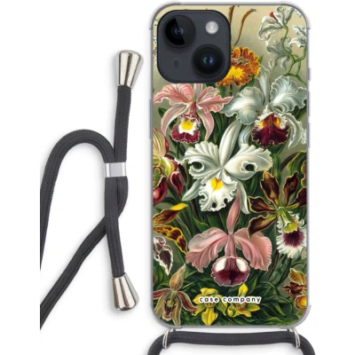 Afbeelding van Case Company® hoesje met Koord geschikt voor iPhone 14 Haeckel Orchidae Telefoonhoesje Zwart Extra Bescherming aan alle Kanten en Over de Schermrand