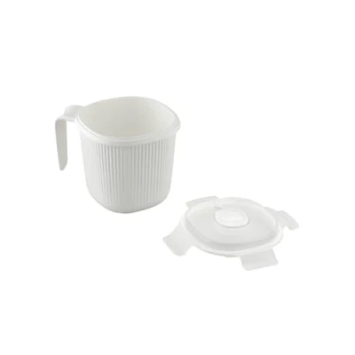 Afbeelding van CARE + PROTECT Soepbeker met deksel voor magnetron, soepkom, 0,7 l, ideaal het koken of verwarmen van vloeibare levensmiddelen, BPA vrij, vaatwasmachinebestendig, wit