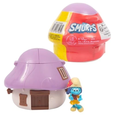 Afbeelding van Les Smurfen, Huis met 1 figuur, 5,5 cm, Lily, voor kinderen vanaf 3 jaar, PUF386, violet