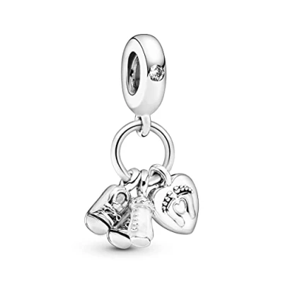 Afbeelding van Pandora Moments 925 Sterling Zilveren Shoes Baby Bottle And Heart Bedel 798106CZ