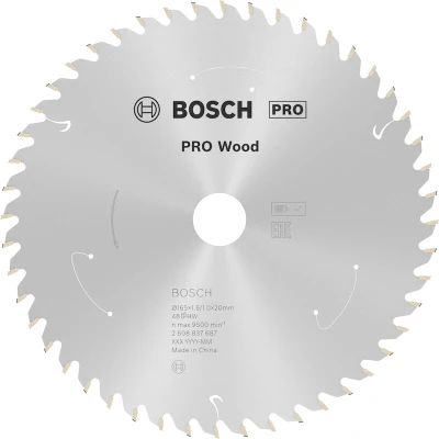 Afbeelding van Bosch Accessories 2608837687 Hardmetaal cirkelzaagblad 165 x 20 mm Aantal tanden: 48 1 stuk(s)