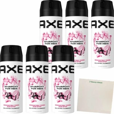 Afbeelding van AXE Anarchy for Her Deodorantspray zonder aluminiumzouten voor dames, 6 stuks, 150 ml, deodorant vrouwen, bestrijdt geurveroorzakende bacteriën en absorbeert onaangename geuren