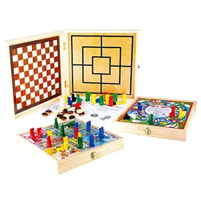 Image de Jeujura coffret bois 100 jeux de société traditionnels