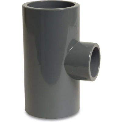 Afbeelding van T stuk 90 graden PVC U 63 mm x 32 lijmmof 16 bar grijs