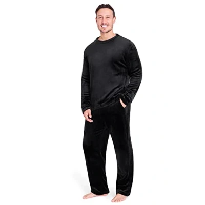 Afbeelding van CityComfort Pyjamaset van fleece voor heren, zwart.