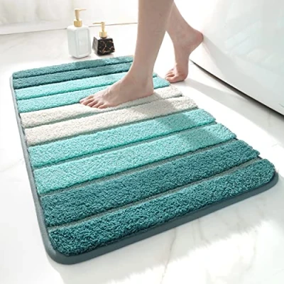 Afbeelding van DEXI Badmat: antislip, extra zacht, badkamermat, machinewasbaar, waterabsorberend, 50 x 80 cm, groen