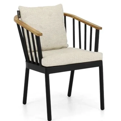 Afbeelding van Apple Bee Condor Dining Tuinstoel Black Natural Oak Beige Tuinstoelen