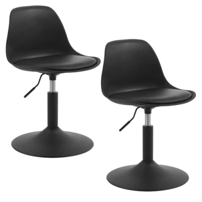 Afbeelding van WOLTU 2 x verstelbare kruk, werkstoel, eetkamerstoel, make upkruk, draaistoel, kunstleer, voor kantoor, thuis, winkel, in hoogte verstelbaar van 39,5 50,5 cm, grijs BH304gr