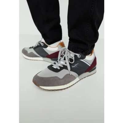 Afbeelding van Pepe Jeans London Brand Sneakers laag, Heren, Maat: 44, Dark grey Leer en textiel