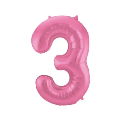 Afbeelding van Ballon folie cijfer 3 mat roze 86cm