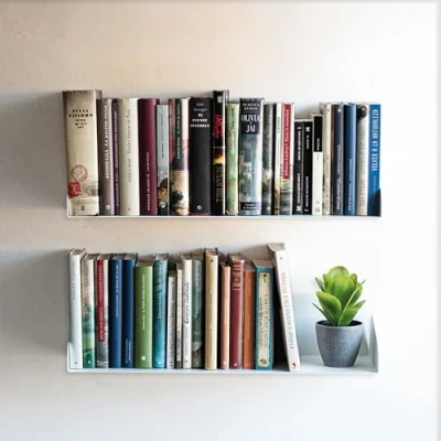 Afbeelding van MILUKA Set van 2 wandplanken 60 cm boekenkast wandrek met onzichtbare bevestiging als bureauplank, keukenrek, Mangatheque, (groen)