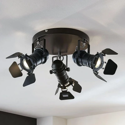 Afbeelding van Lindby plafondlamp 3lichts metaal H: 26.5 cm GU10 zwart