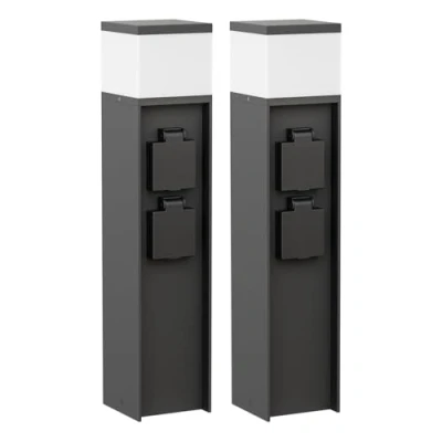 Afbeelding van ledscom.de 2 stuks POMI buitenlichtklemmen, 39 cm, zwart, stopcontacten, inclusief G9 lamp, 501 lm, warm wit