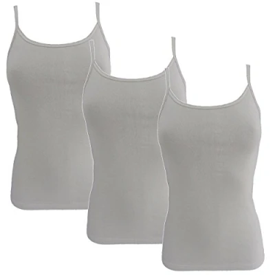 Afbeelding van HERMKO 1560 Tanktops voor dames, 100% biologisch katoen, 3 stuks, grijs.