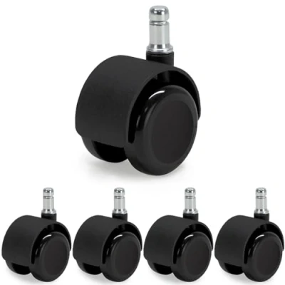 Afbeelding van Waytex 78600 zelfremmende wielen voor bureaustoel, belaste stoel, diameter 50 mm, harde vloeren, parket, laminaat, tegels, 5 stuks, kleur: zwart
