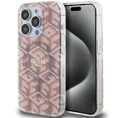 Afbeelding van Guess IML GCUbe MagSafe hoesje voor iPhone 15 Pro Max roze