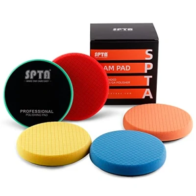 Afbeelding van SPTA Polijstpad, 5 stuks, 150 mm polijstspons, polijstset voor auto, polijstpad/voor RO/DA dubbelwerkende polijstmachine polijsten SPPS6M5