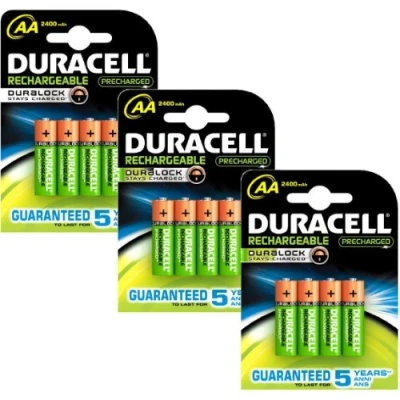Afbeelding van Duracell AA Voorgeladen oplaadbare batterijen, 2400 mAh, 12 stuks
