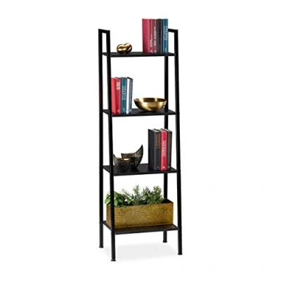 Afbeelding van ladderrek 4 etages staand 136 x 44 31,5 cm industrieel zwart