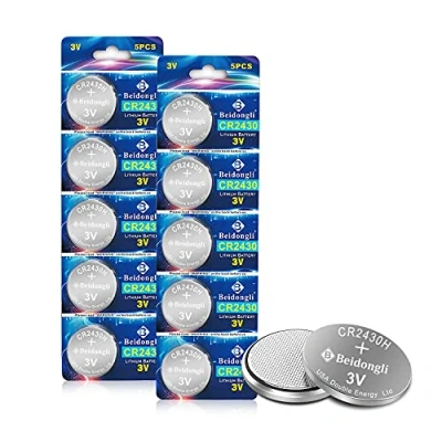 Afbeelding van CR2430 Lithium knoopcel, 3 V, CR 2430, batterijen, 10 stuks (5 jaar opslaggarantie) (2430 10)