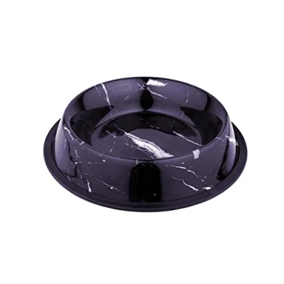 Afbeelding van Duvoplus Drinkbak Hond Eetkom Deco Fix Marble Look 460ml S 21x21x4,2cm Zwart 1st