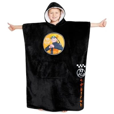 Afbeelding van Naruto Trui voor kinderen, oversized sweatshirt van warm fleece, manga, jongens, eenheidsmaat, zwart.