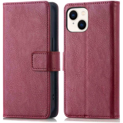 Afbeelding van imoshion Hoesje Geschikt voor iPhone 15 Met Pasjeshouder Luxe Bookcase donkerrood