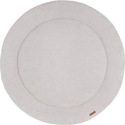 Afbeelding van Baby&#039;s Only Boxkleed rond Sense Parklegger Speelkleed Kiezelgrijs Ø90 cm Zachte rib corduroy stof Extra dik Boxmatras Tweezijdig te gebruiken