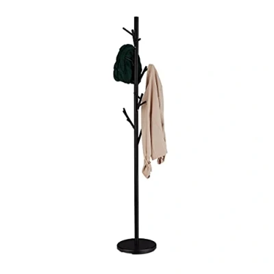 Afbeelding van Relaxdays kapstok boom 12 haken staande 176 x 30 cm metaal zwart