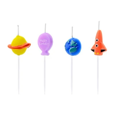 Afbeelding van Partydeco Taartkaarsjes set 4st. Space