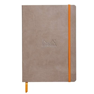 Afbeelding van Rhodiarama flexibles Notizbuch A5 80 Blatt Dot Lineatur, taupe 90g, mit Gummizugverschluss