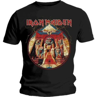 Afbeelding van Iron Maiden Powerslave Lightning Circle Heren T shirt S Zwart
